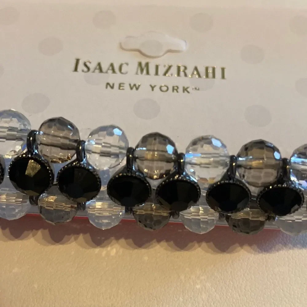 Isaac Mizrahi NWT stretch bracelet beads color gray black transparent